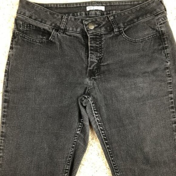 Riders By Lee Women Dark Wash Mid Rise Bootcut Leg Stretch Black Denim Jeans 12P - Picture 8 of 11